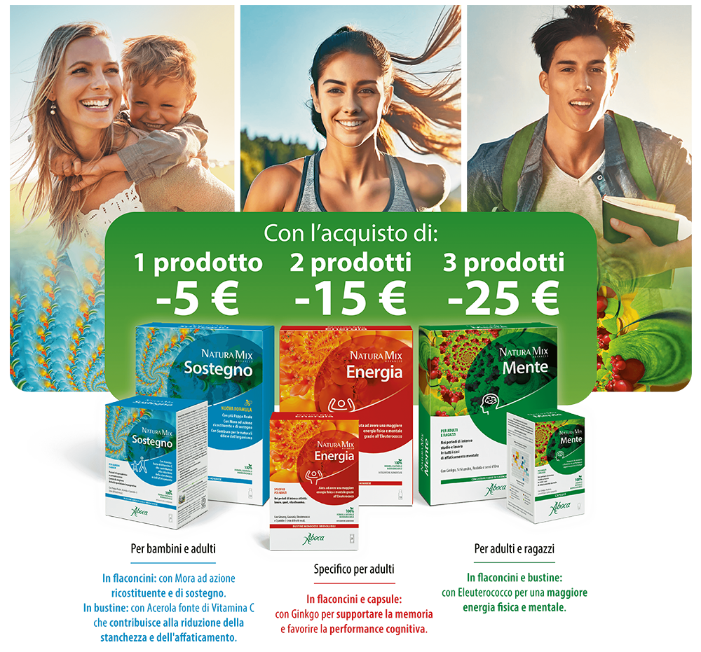 Con l’acquisto di 1 prodotto a tua scelta della linea, ricevi subito uno sconto di 5 €, se ne acquisti 2, di 15€ e se ne acquisti 3 lo sconto è di 25€.